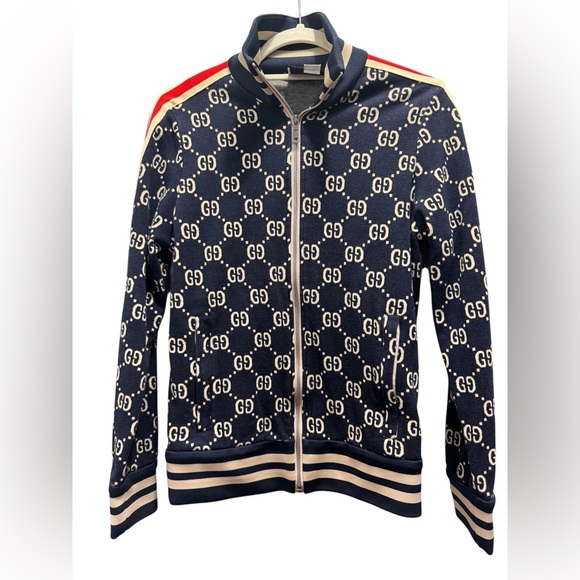 Gucci Other - Gucci Navy GG Logo Zip-Up Hoodie